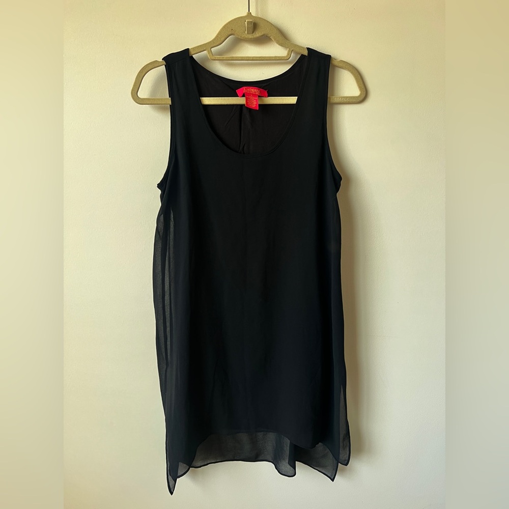 Catherine Malandrino Black Sheer Overlay Sleeveless Tunic Dress Women’s Small